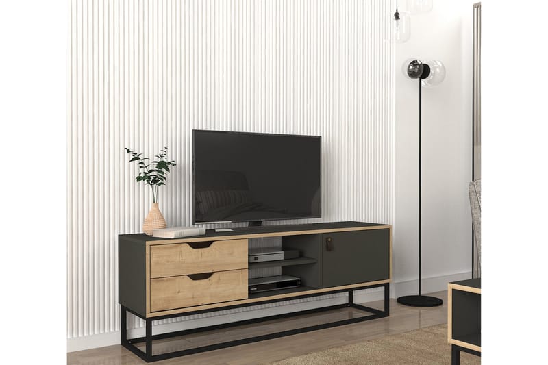 Lemelerveld TV-benk 150 cm - Natur / Antrasitt - TV-benk & mediabenk