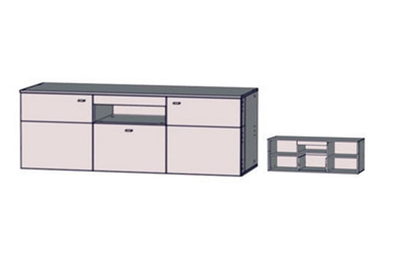 Lianne TV-benk 150 cm 2 Dører Skuff inkl. Belysning - Plank Eik/Grå - Møbler - Mediamøbel & tv møbel - TV-benk & mediabenk