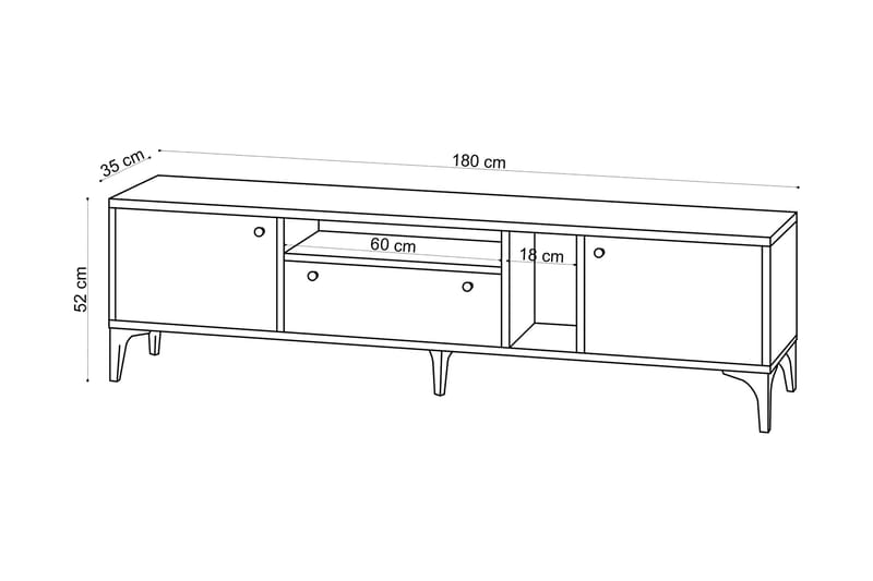 Liscard TV-benk 180 cm - Natur - Møbler - Mediamøbel & tv møbel - TV-benk & mediabenk