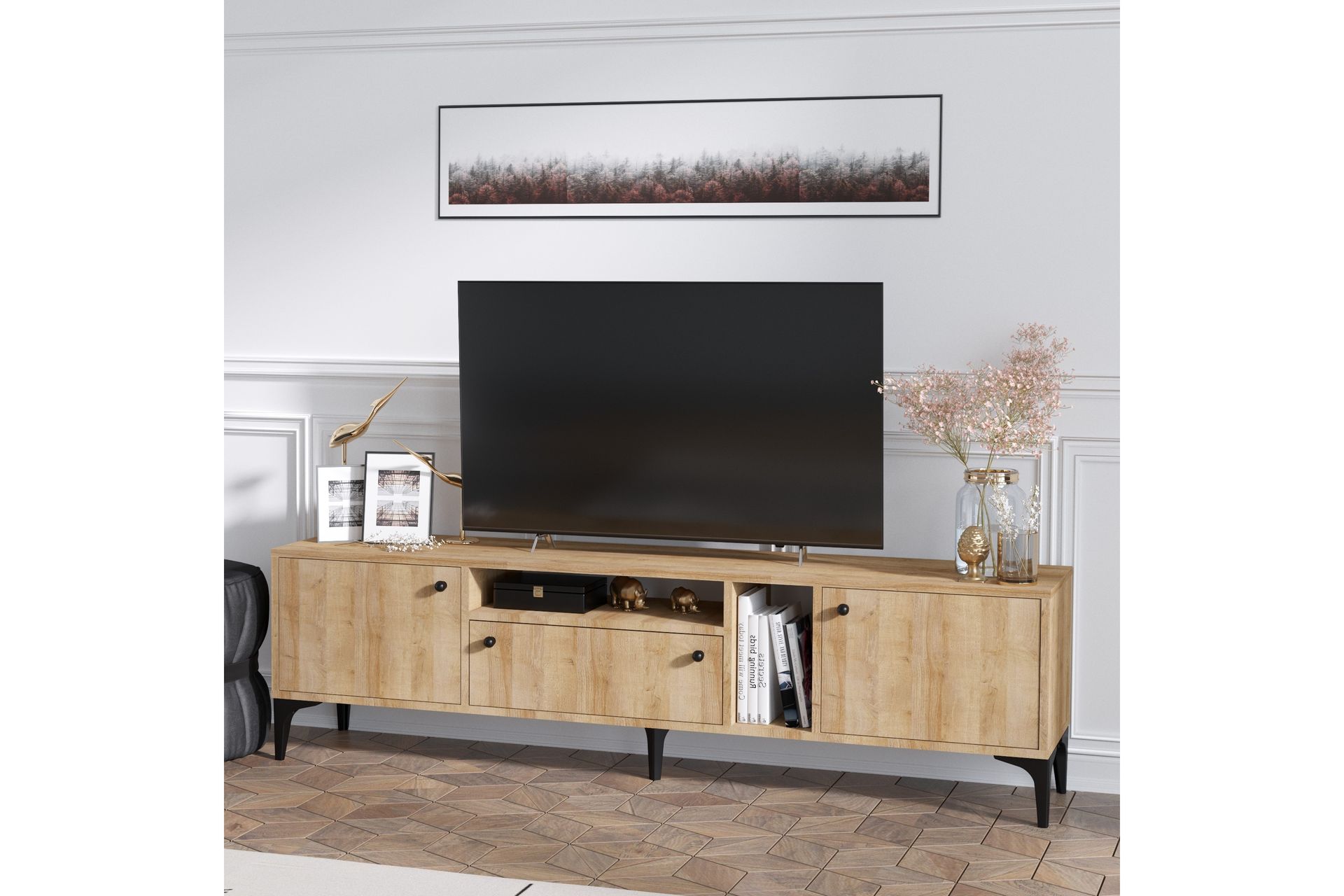 Liscard TV-benk 180 cm - Natur - Møbler - Mediamøbel & tv møbel - TV-benk & mediabenk