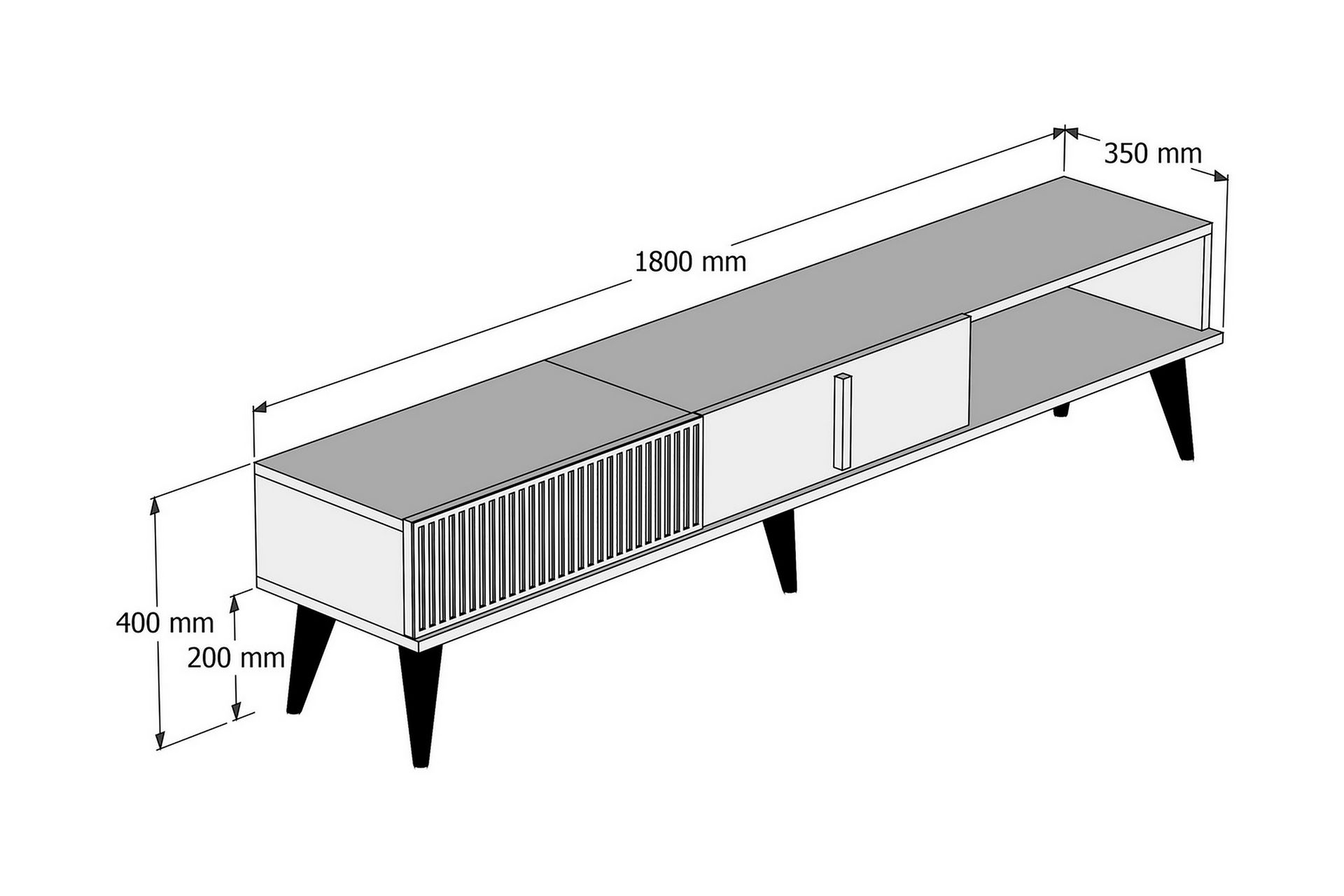 Lissione Tv-benk 180 cm - Mørkebrun/Hvit - Møbler - Mediamøbel & tv møbel - TV-benk & mediabenk