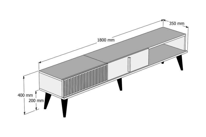 Lissione Tv-benk 180 cm - Mørkebrun/Hvit - Møbler - Mediamøbel & tv møbel - TV-benk & mediabenk