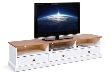 Livesey Gulvstående TV-benk 180 cm med Oppbevaring i Furu - Hvit - Møbler - Mediamøbel & tv møbel - TV-benk & mediabenk