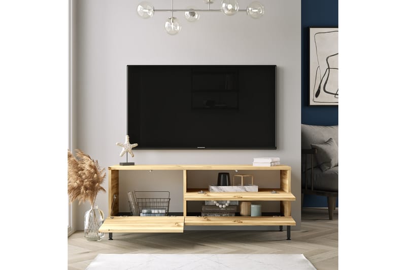 Lozyno Tv-benk 140 cm - Natur/Svart - TV-benk & mediabenk