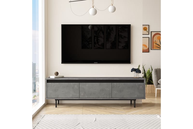 Lozyno Tv-benk 160 cm - Sølv/Svart - TV-benk & mediabenk