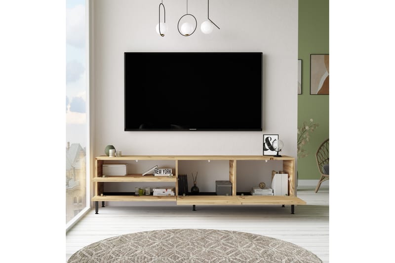 Lozyno Tv-benk 170 cm - Natur/Svart - TV-benk & mediabenk