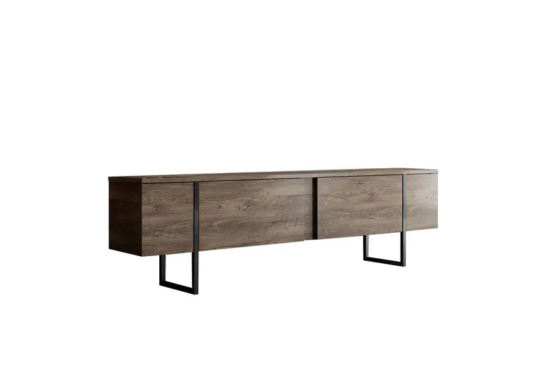 Luxe TV-benk med Oppbevaring 180x50 cm, Brun / Svart / Tre
