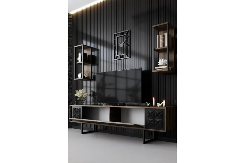 Manchan TV-benk 180 cm - Valnøtt/Svart - Møbler - Mediamøbel & tv møbel - TV-benk & mediabenk