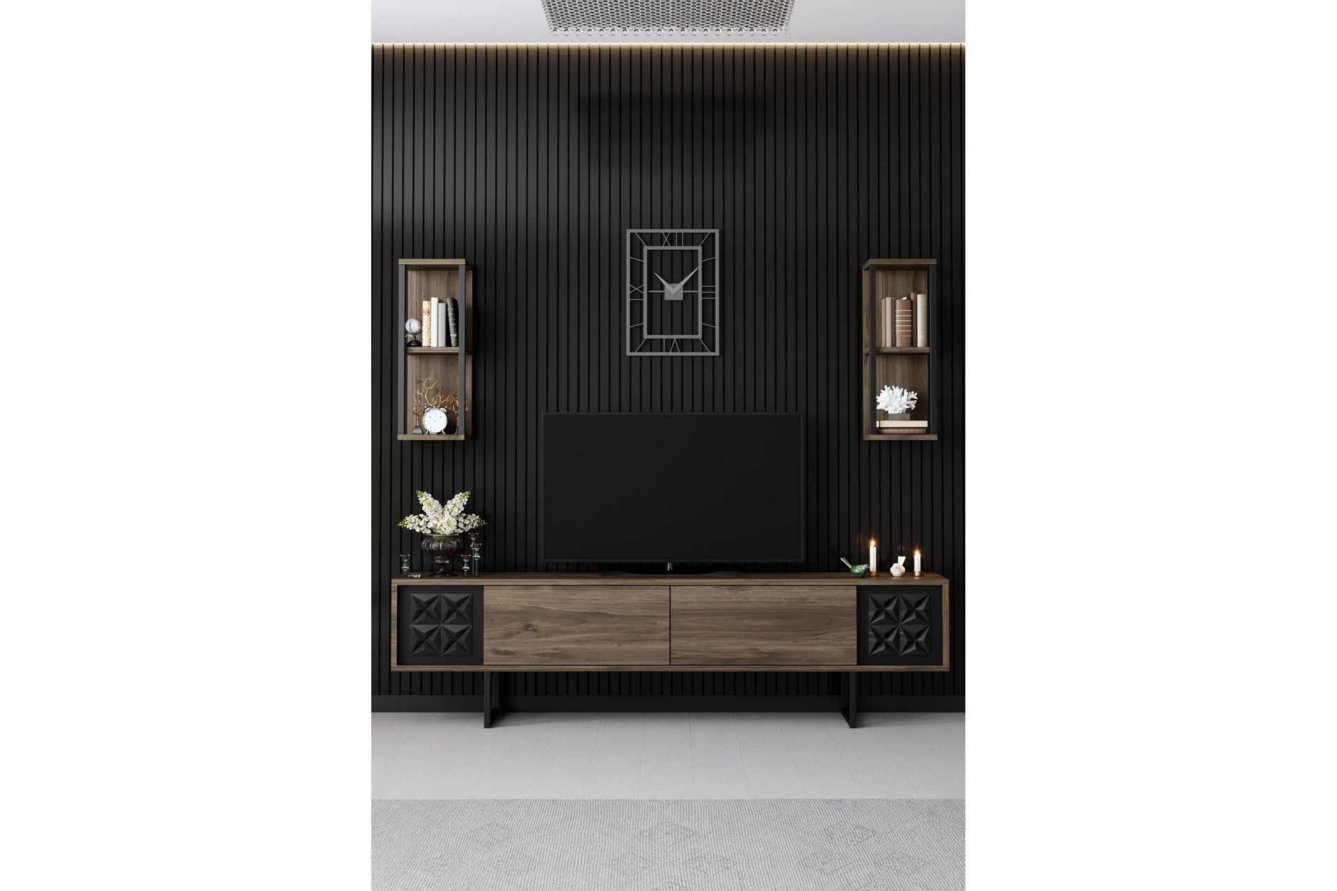 Manchan TV-benk 180 cm - Valnøtt/Svart - Møbler - Mediamøbel & tv møbel - TV-benk & mediabenk