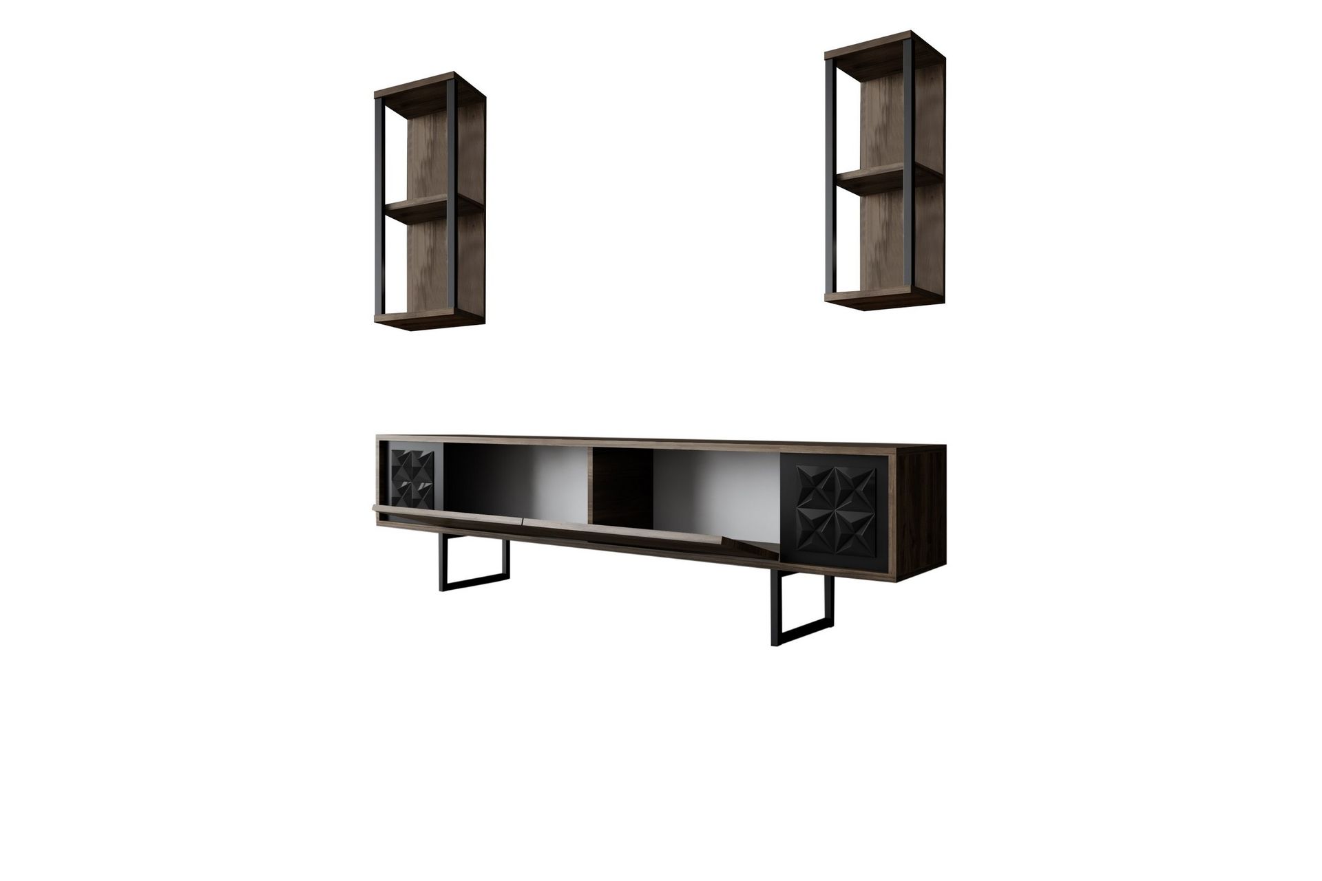 Manchan TV-benk 180 cm - Valnøtt/Svart - Møbler - Mediamøbel & tv møbel - TV-benk & mediabenk