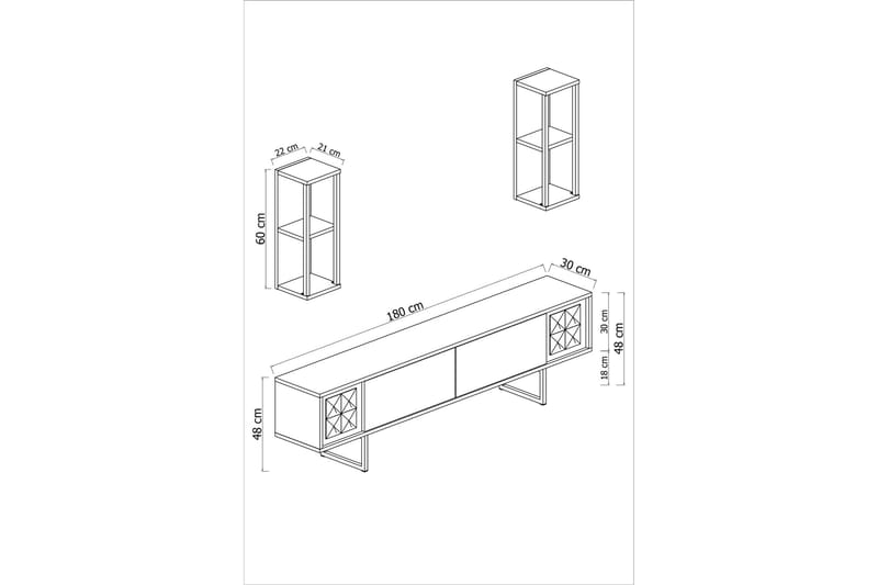 Manchan TV-benk 180 cm - Valnøtt/Svart - TV-benk & mediabenk