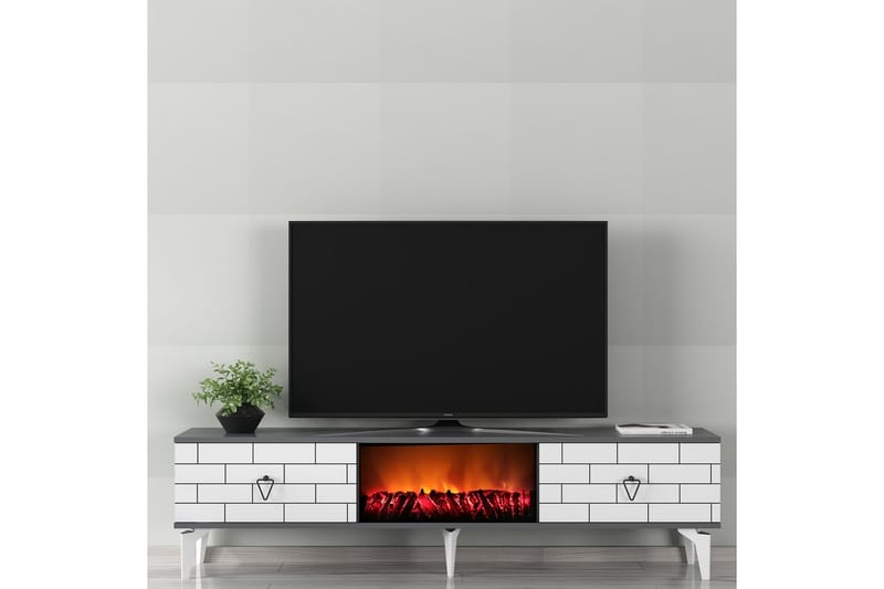 Mangla TV-benk 150 cm - Hvit/Grå - Møbler - Mediamøbel & tv møbel - TV-benk & mediabenk