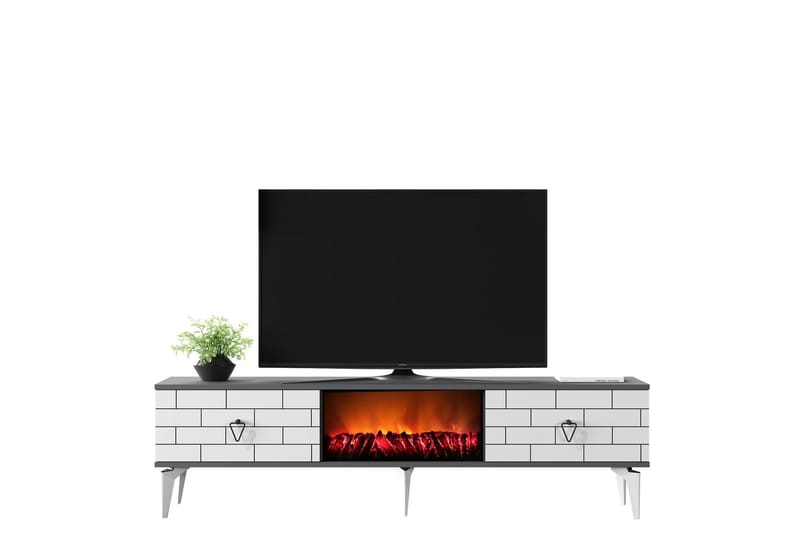 Mangla TV-benk 150 cm - Hvit/Grå - Møbler - Mediamøbel & tv møbel - TV-benk & mediabenk
