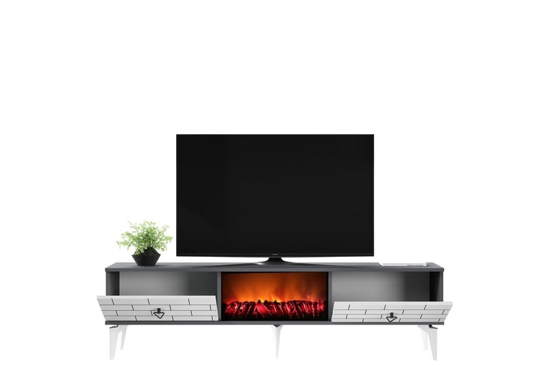 Mangla TV-benk 150 cm - Hvit/Grå - Møbler - Mediamøbel & tv møbel - TV-benk & mediabenk