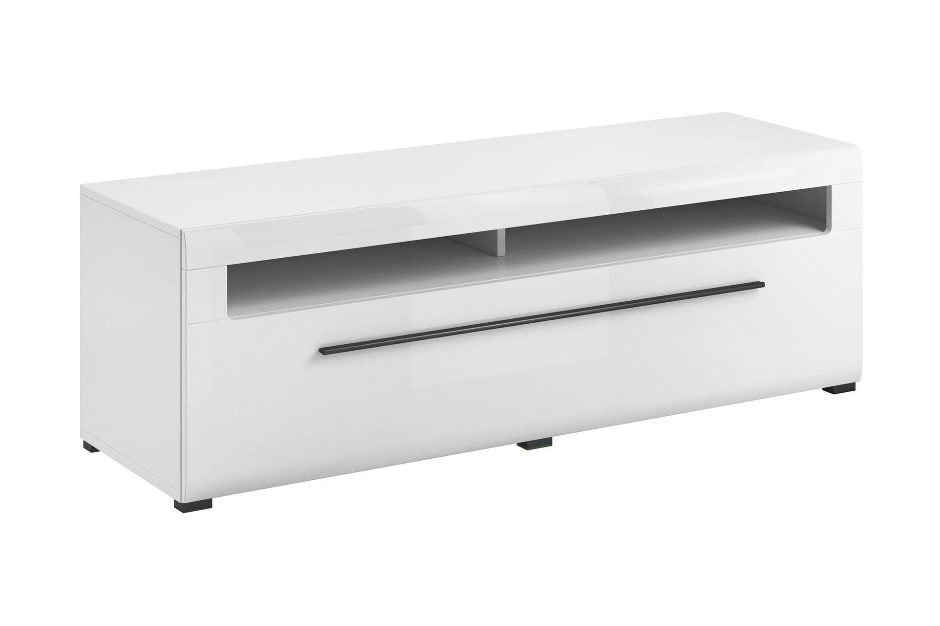 Maricruz TV-benk 140 cm - Hvit/Hvit høyglans