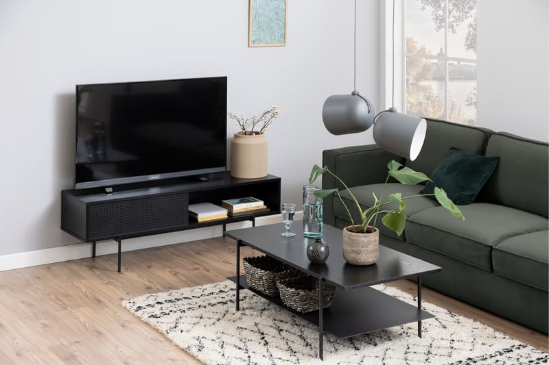 Mehoopany Gulvstående TV-benk 140 cm med Oppbevaring i Malt Tre - Svart - Møbler - Mediamøbel & tv møbel - TV-benk & mediabenk
