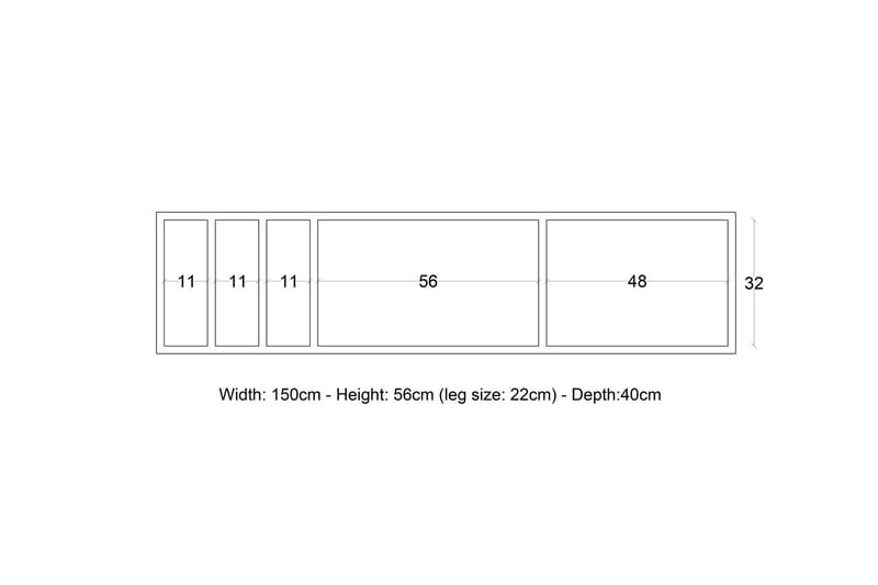 Midelt Tv-benk 150 cm - Antrasitt/Natur - TV-benk & mediabenk