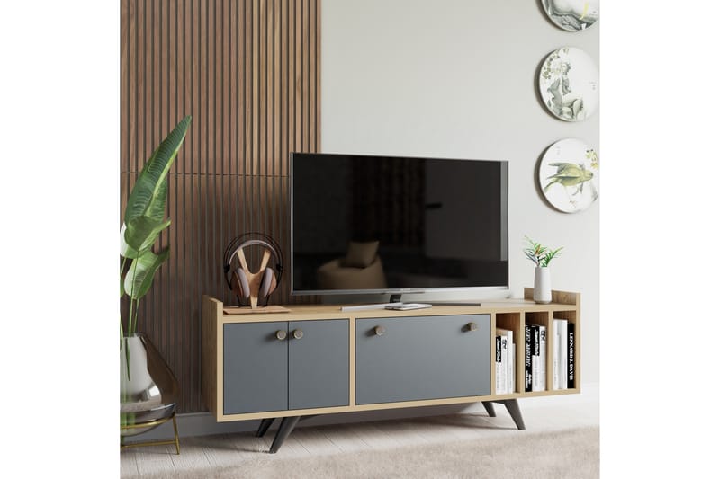 Midelt Tv-benk 150 cm - Antrasitt/Natur - TV-benk & mediabenk