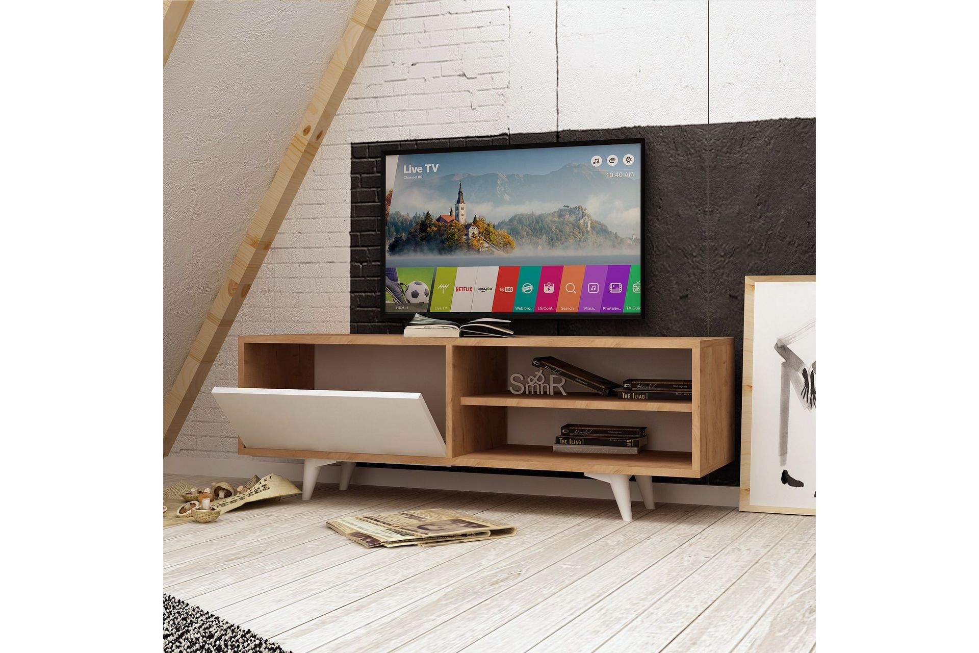 Mod Design Mediaoppbevaring 120 cm - Tre/Hvit - Møbler - Mediamøbel & tv møbel - TV-benk & mediabenk