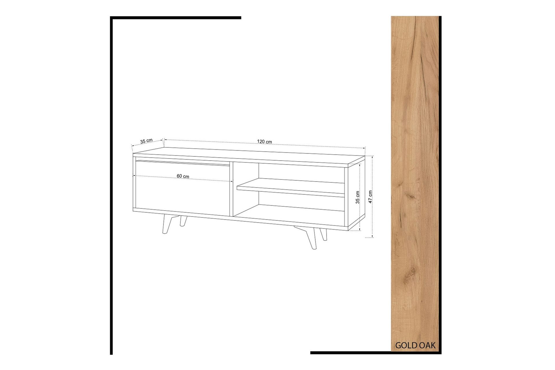 Mod Design Mediaoppbevaring 120 cm - Tre/Hvit - Møbler - Mediamøbel & tv møbel - TV-benk & mediabenk