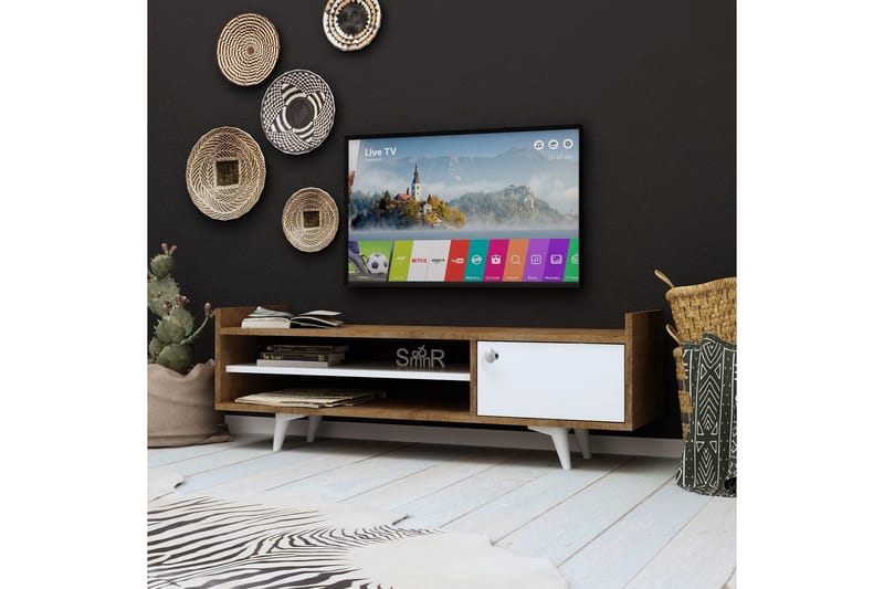 Mod Design TV-benk 120 cm - Tre/Hvit - TV-benk & mediabenk