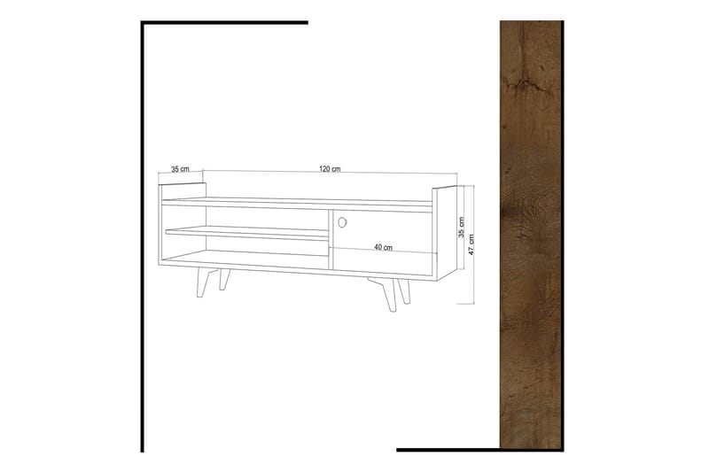 Mod Design TV-benk 120 cm - Tre/Hvit - Møbler - Mediamøbel & tv møbel - TV-benk & mediabenk