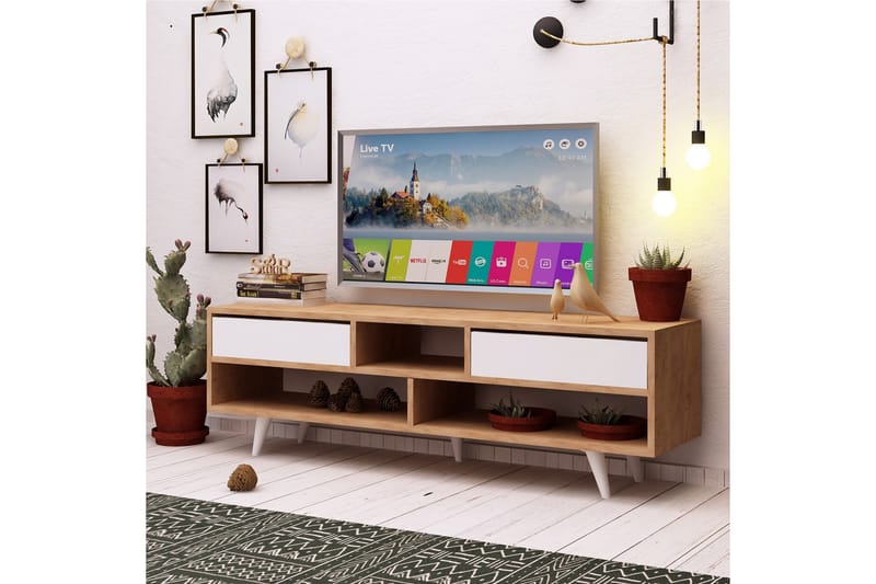 Mod Design TV-benk 140 cm - Brun/Hvit - TV-benk & mediabenk