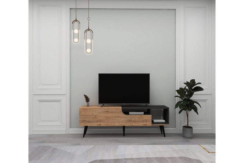 Mul Gulvstående TV-benk 150 cm med Oppbevaring i Mørkt Tre - Brun - Møbler - Mediamøbel & tv møbel - TV-benk & mediabenk