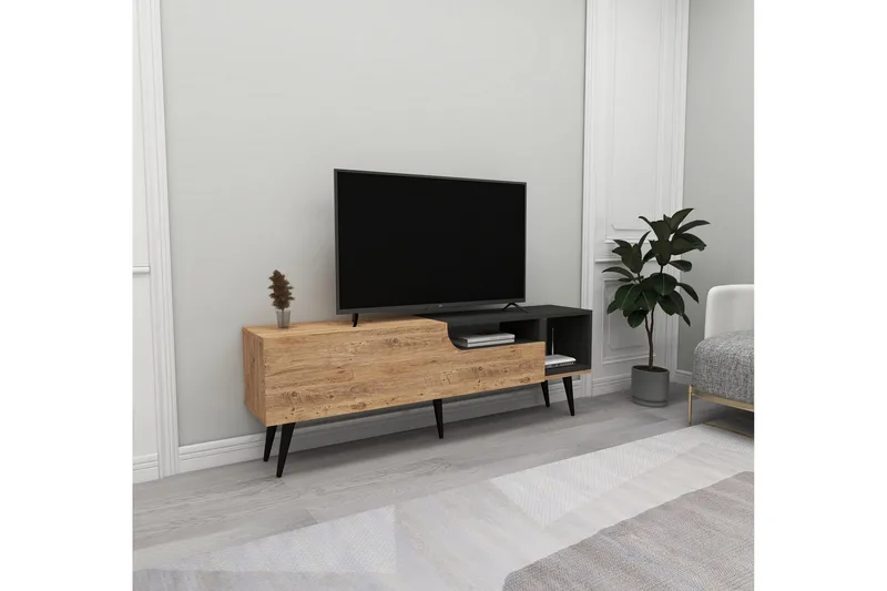 Mul Gulvstående TV-benk 150 cm med Oppbevaring i Mørkt Tre, Brun