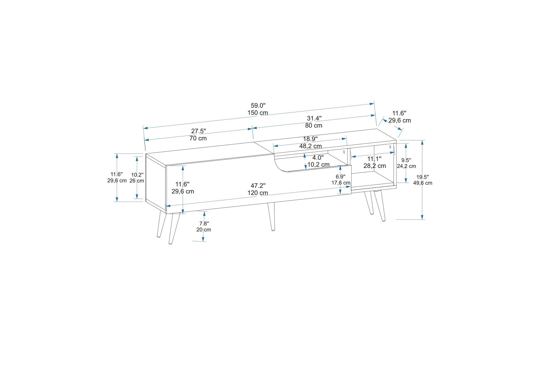 Mul TV-benk 150 cm - Brun/Antrasitt - Møbler - Mediamøbel & tv møbel - TV-benk & mediabenk
