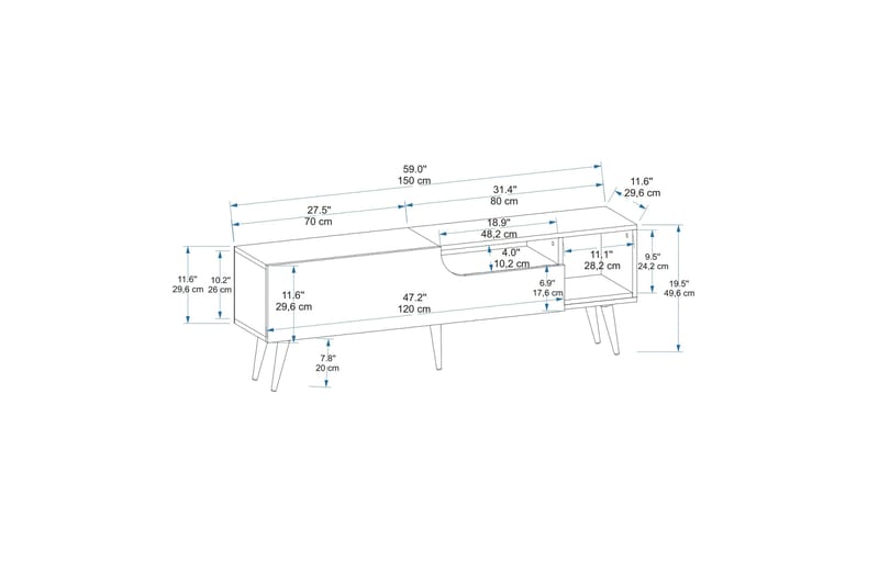 Mul TV-benk 150 cm - Brun/Antrasitt - Møbler - Mediamøbel & tv møbel - TV-benk & mediabenk