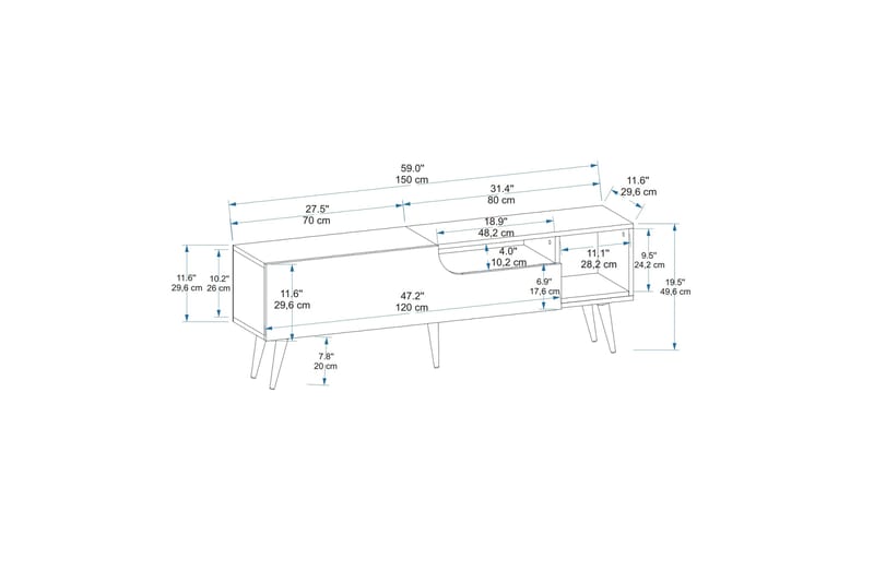 Mul TV-benk 150 cm - Brun/Antrasitt - TV-benk & mediabenk