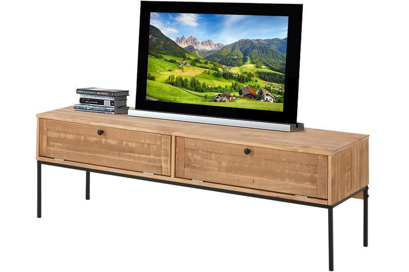 Munira TV-benk 140 cm - Natur/Svart - Møbler - Mediamøbel & tv møbel - TV-benk & mediabenk
