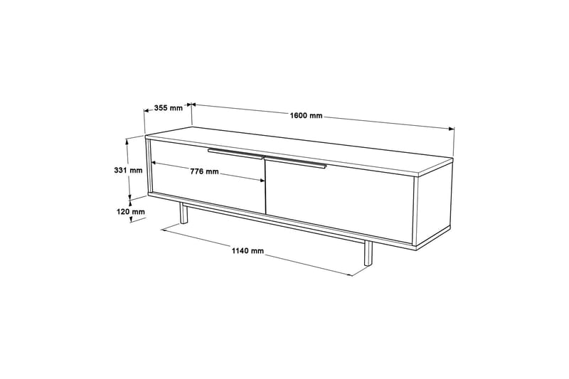 Munish TV-benk 160 cm - Eik/Valnøtt - Møbler - Mediamøbel & tv møbel - TV-benk & mediabenk