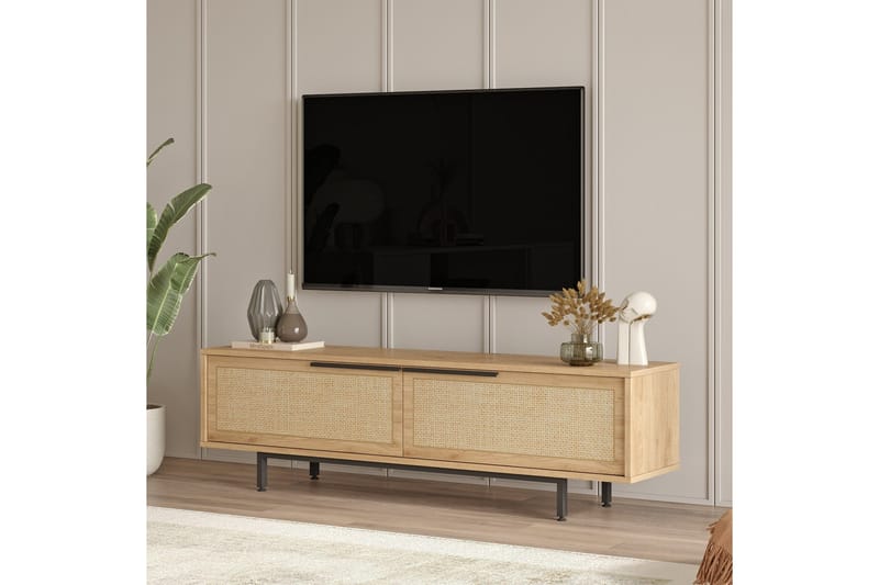 Munish TV-benk 160 cm, Eik/Valnøtt