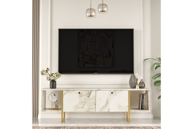 Mushir TV-benk 160 cm - Hvit - Møbler - Mediamøbel & tv møbel - TV-benk & mediabenk