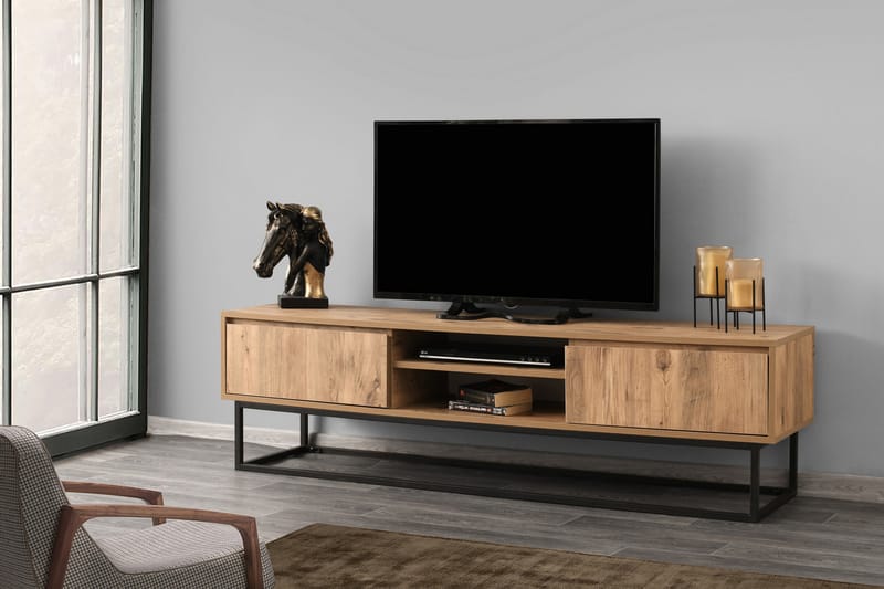 Myrvallen TV-Benk 180 cm - Svart/Brun - Møbler - Mediamøbel & tv møbel - TV-benk & mediabenk