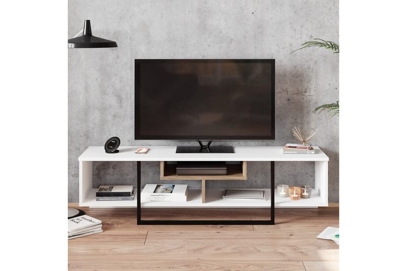 Naftali TV-benk 149 cm - Hvit/Svart - Møbler - Mediamøbel & tv møbel - TV-benk & mediabenk