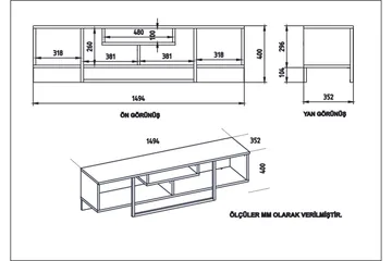 Naftali TV-Benk 149 cm - Hvit|Svart - Møbler - Mediamøbel & tv møbel - TV-benk & mediabenk