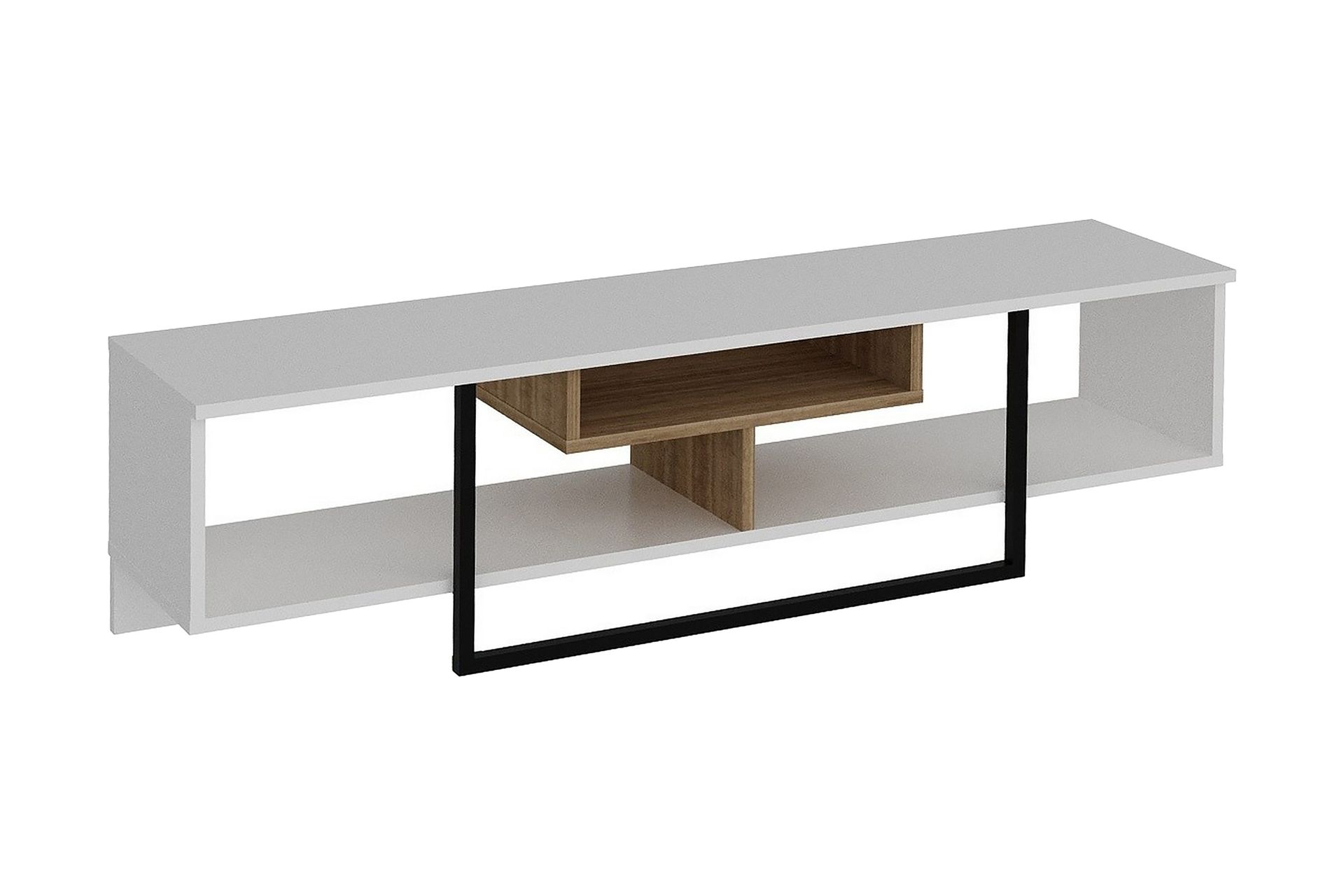 Naftali TV-benk 149 cm - Hvit/Svart