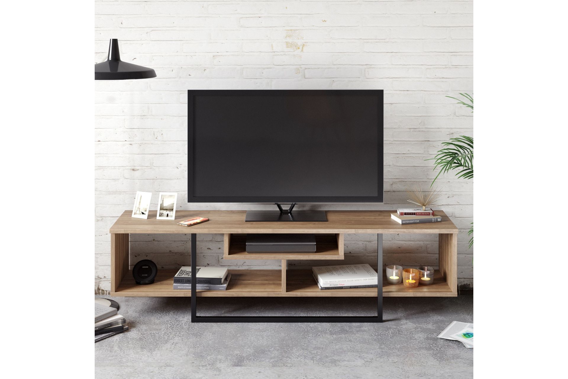 Naftali TV-Benk 149 cm - Valnøtt|Svart - Møbler - Mediamøbel & tv møbel - TV-benk & mediabenk