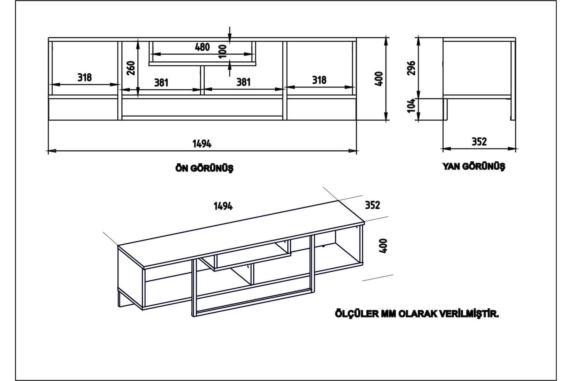 Naftali TV-Benk 149 cm - Valnøtt|Svart - Møbler - Mediamøbel & tv møbel - TV-benk & mediabenk