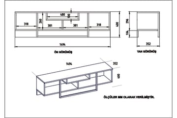 Naftali TV-Benk 149 cm - Valnøtt|Svart - Møbler - Mediamøbel & tv møbel - TV-benk & mediabenk