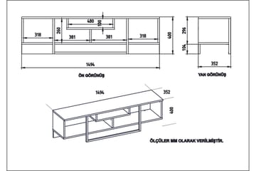 Naftali TV-Benk 149 cm - Valnøtt|Svart - Møbler - Mediamøbel & tv møbel - TV-benk & mediabenk