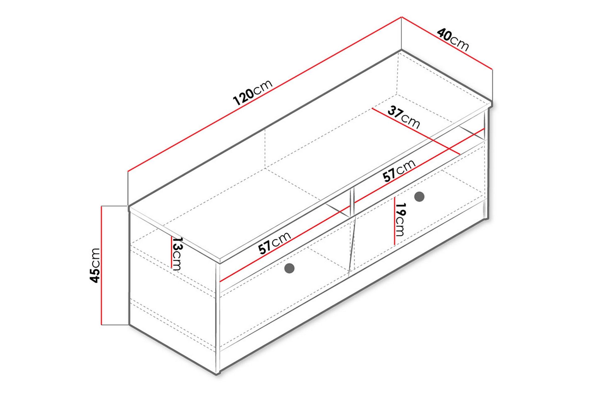 Nero Tv-benk 120 cm - Natur/Hvit/Grå - Møbler - Mediamøbel & tv møbel - TV-benk & mediabenk