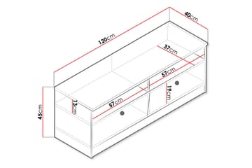 Nero Tv-benk 120 cm - Natur/Hvit/Grå - Møbler - Mediamøbel & tv møbel - TV-benk & mediabenk