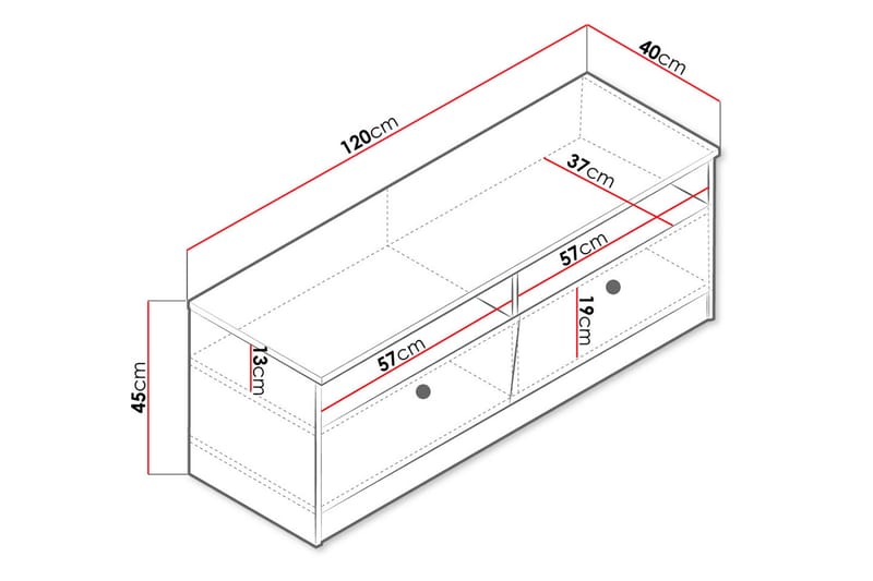 Nero Tv-benk 120 cm - Natur/Hvit/Grå - Møbler - Mediamøbel & tv møbel - TV-benk & mediabenk
