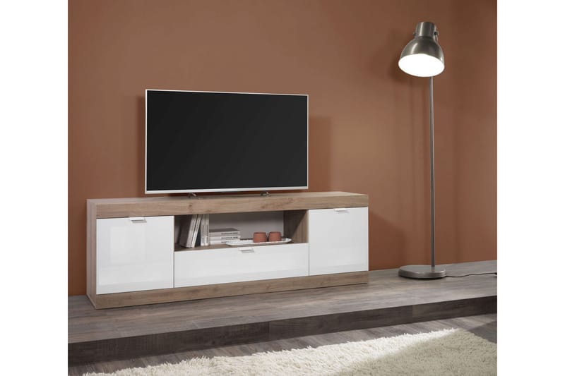 Nicery Tv-benk 180 cm - Hvit/Brun - Møbler - Mediamøbel & tv møbel - TV-benk & mediabenk