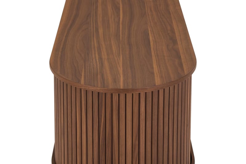 Noira Oval TV-benk Massiv Valnøtt 150x45 cm Ribbet - Mørkebrunt / Brunt Tre - M�øbler - Mediamøbel & tv møbel - TV-benk & mediabenk