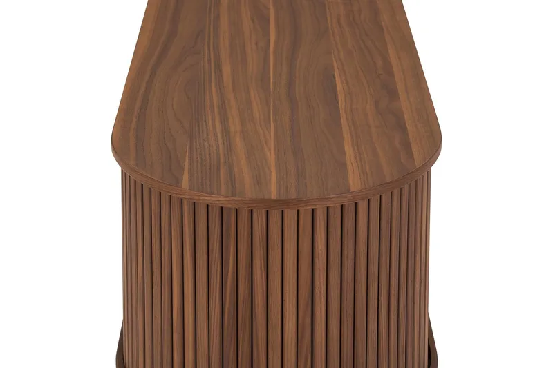 Noira Oval TV-benk Valnøtt 150x45 cm Ribbet - Mørkebrunt / Brunt Tre - Møbler - Mediamøbel & tv møbel - TV-benk & mediabenk